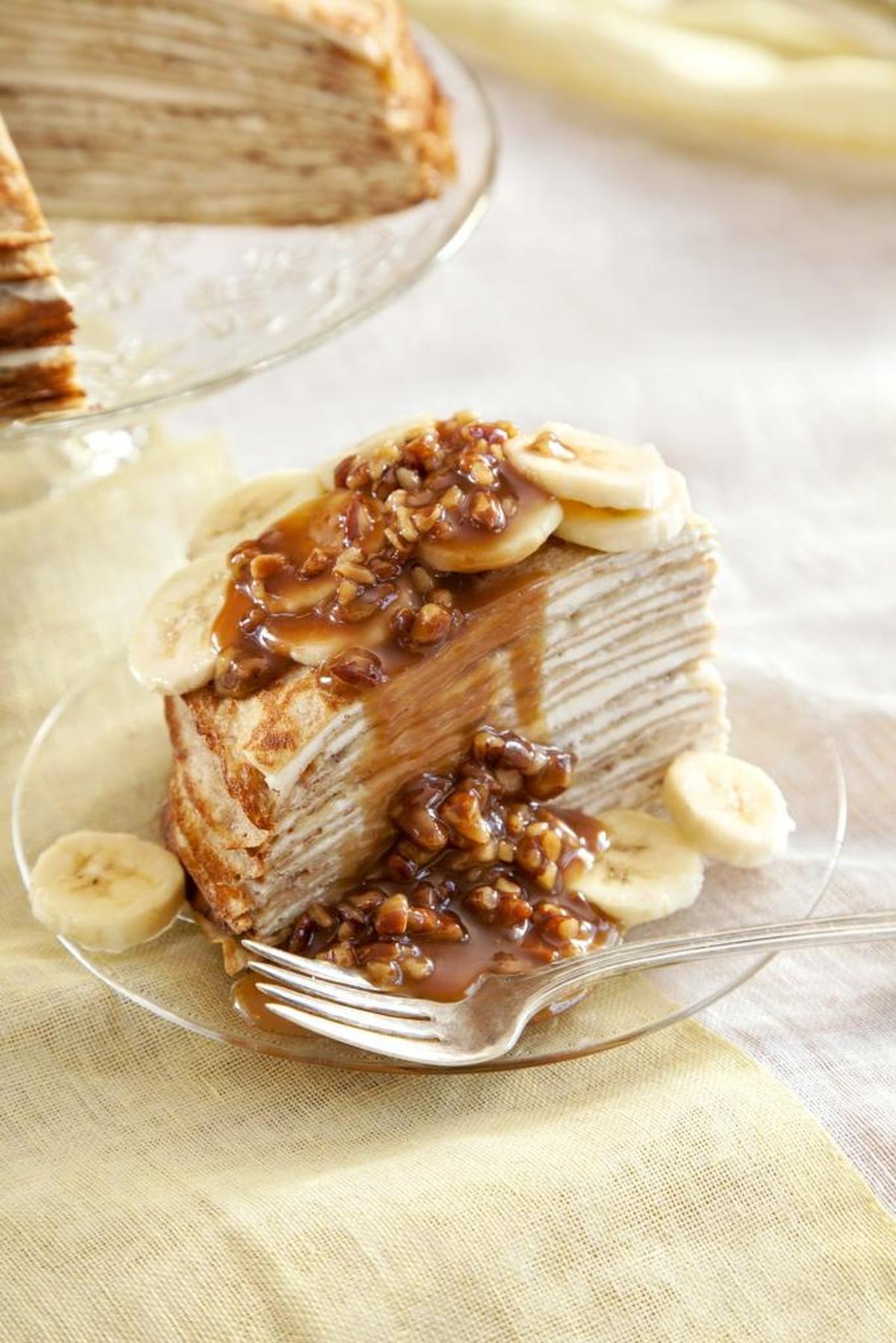 Freshly-baked banana crepe cake is one of the breakfast options provided by the innkeepers at the Chestnut Street Inn.