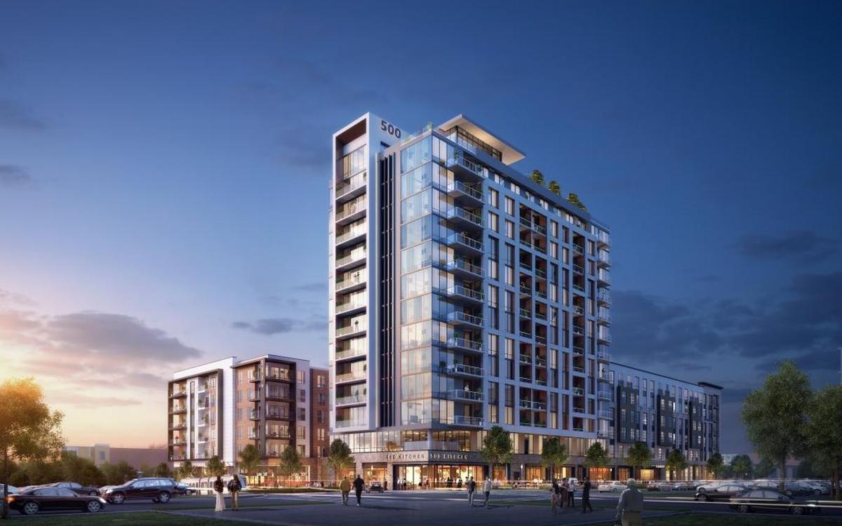 A rendering of 500 W. Trade Street, the new apartment building planned by Northwood Ravin.