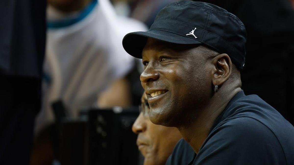 
Charlotte Hornets owner Michael Jordan smiles during a NBA game between the Hornets and Los Angeles Clippers at Mercedes-Benz Arena on Wednesday in Shanghai, China. 
