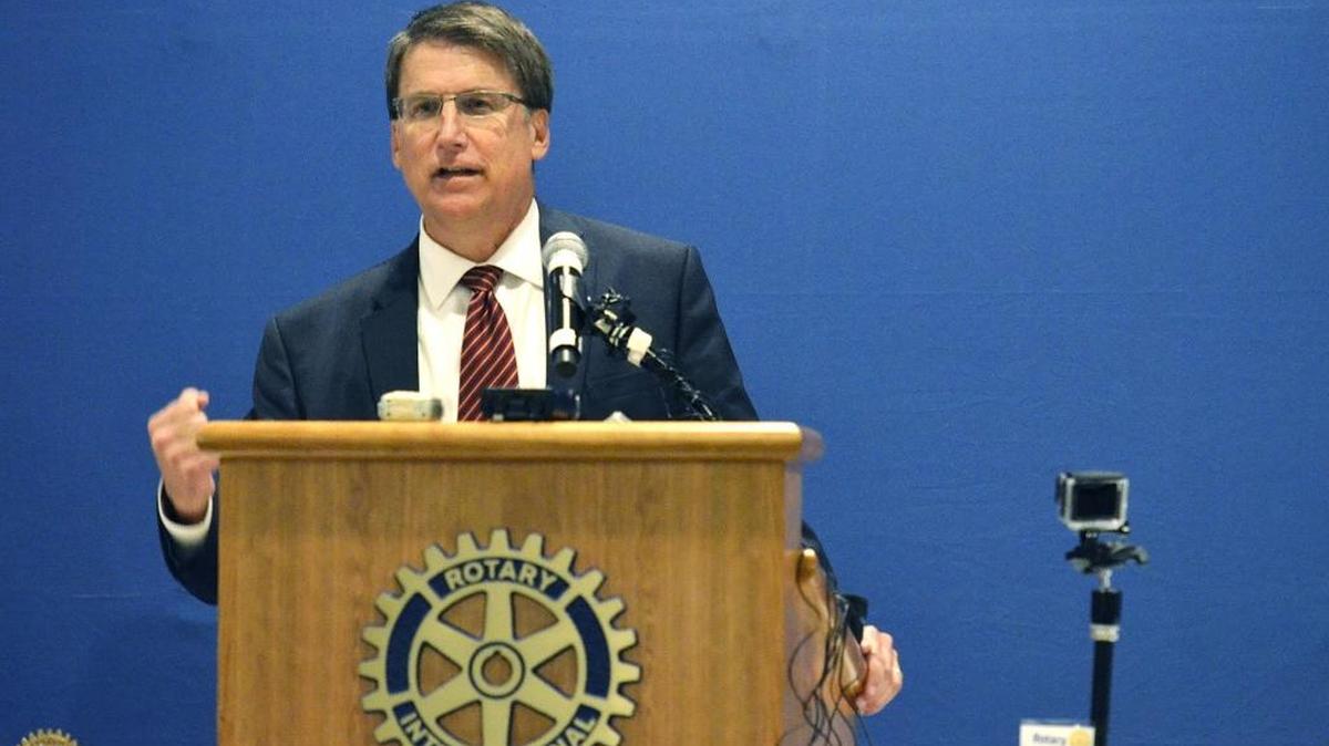 Gov. Pat McCrory touched on a lot of topics, including House Bill 2, as he spoke to the Rotary at the Fairfield Inn in uptown Charlotte on Sept. 20.