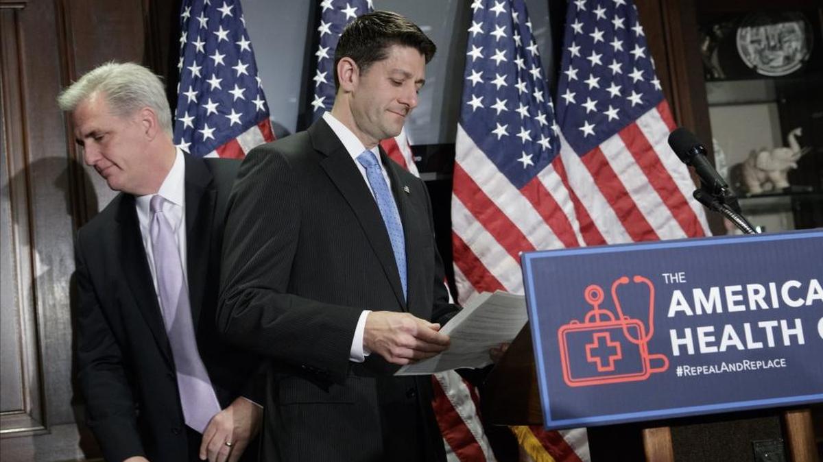 Majority Leader Kevin McCarthy and House Speaker Paul Ryan prepared to face reporters in March as House Republicans worked on their plan to repeal and replace the Affordable Care Act.