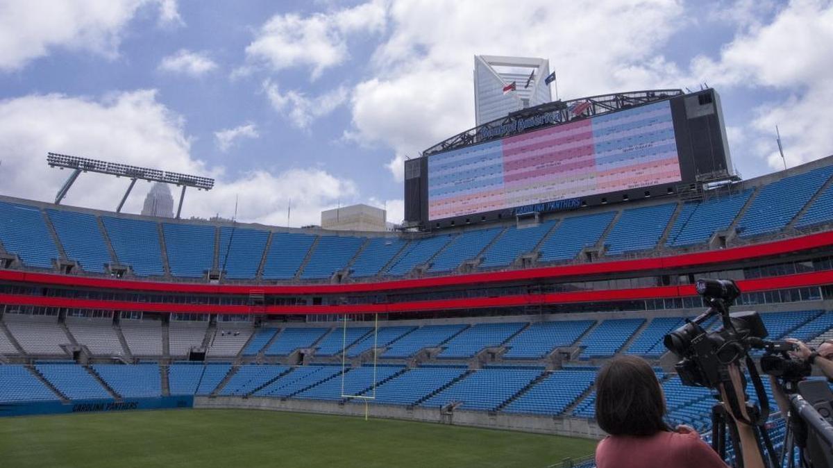 In June 2014, the Carolina Panthers showed off the progress being made on the first round of renovations at Bank of America Stadium. The big additions on display were the stadium’s two giant video boards and new escalators.