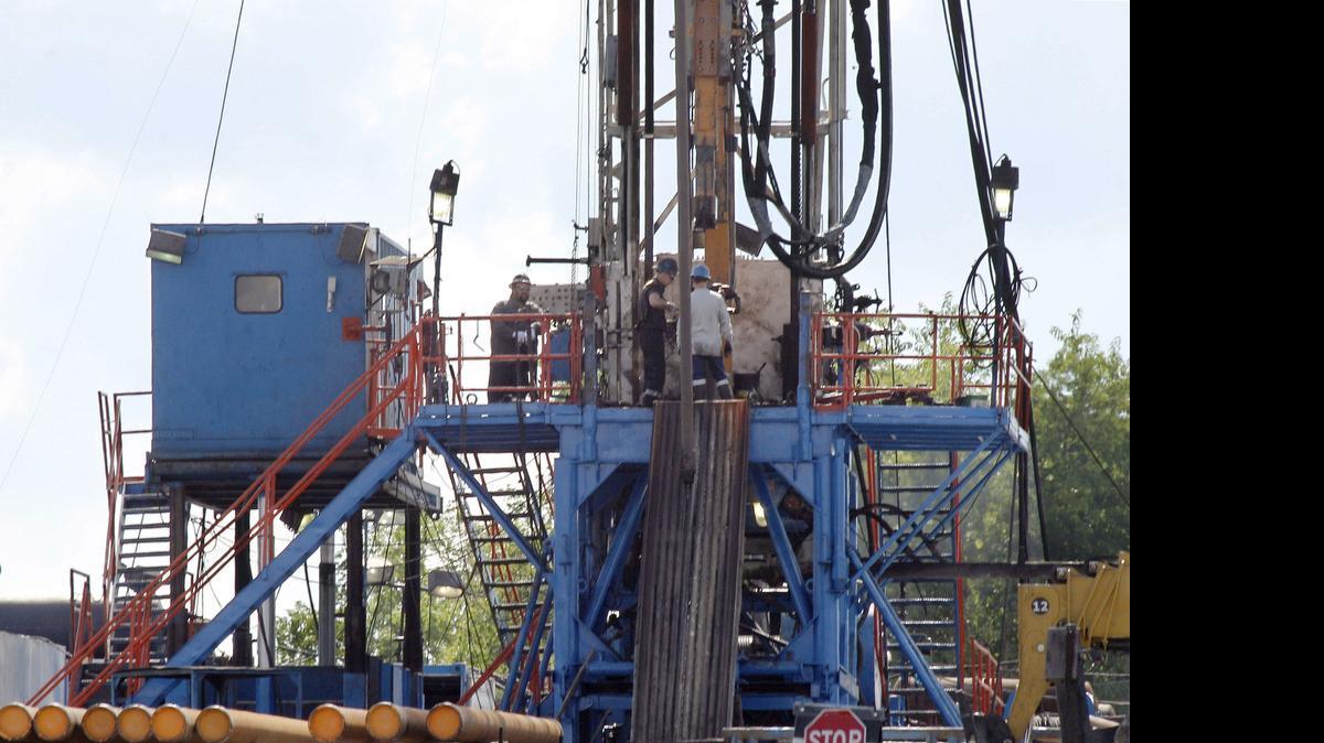 
A crew works on a natural gas drilling rig in Pennsylvania in this 2012 photo. 
