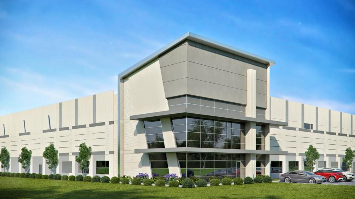 This is a rendering of the planned warehouse and industrial space at the former Metrolina Expo site.