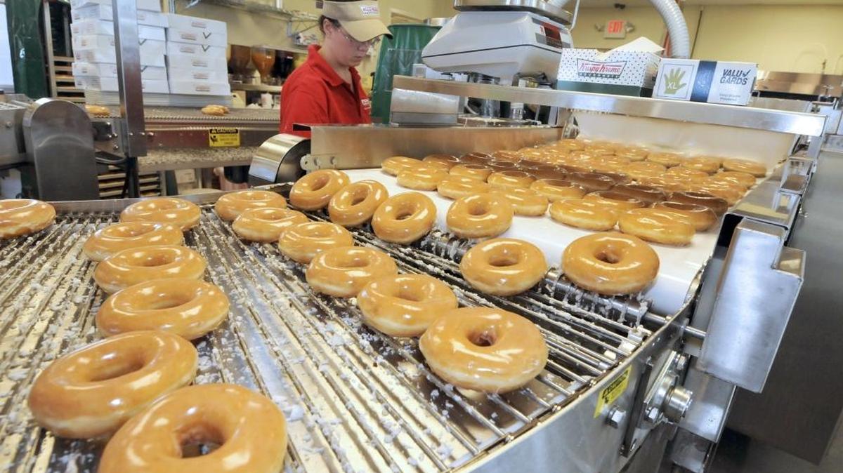 Fresh doughnuts at a Krispy Kreme in Matthews.