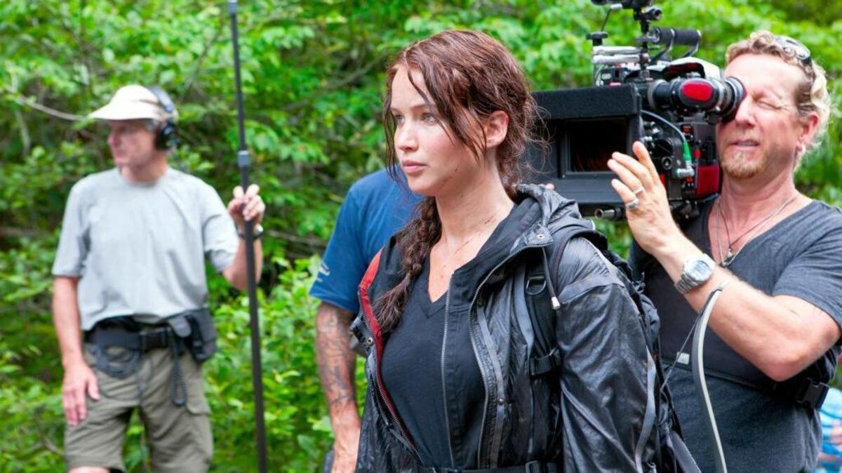 Jennifer Lawrence on the set of the first “Hunger Games” movie filmed in North Carolina in 2011. The film also shot scenes in the former Philip Morris plant in Concord, including when tributes were practicing for the games.
