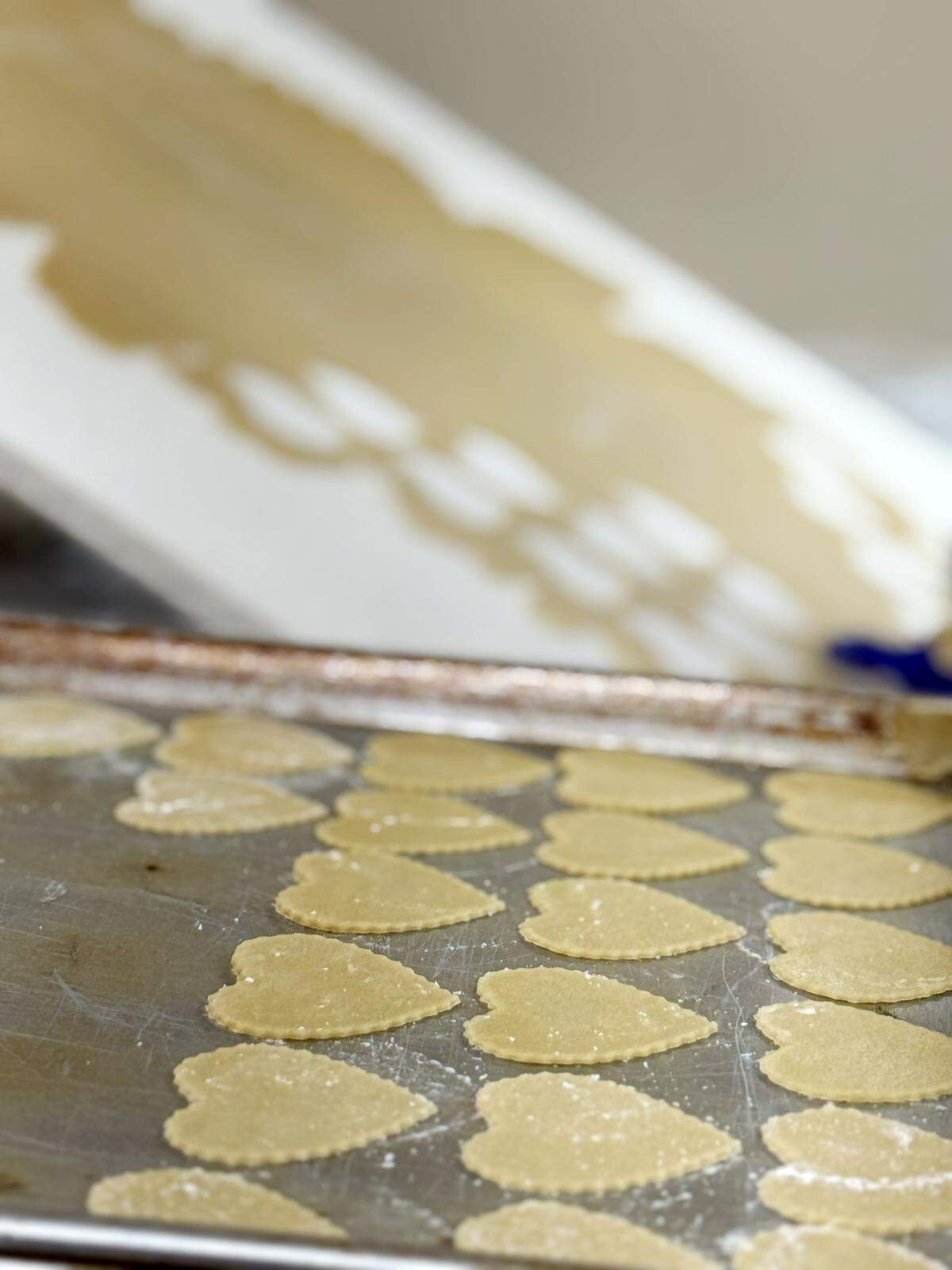 Piles of sugar cookies wait to be packed at Mrs. Hanes’ Moravian Cookies.