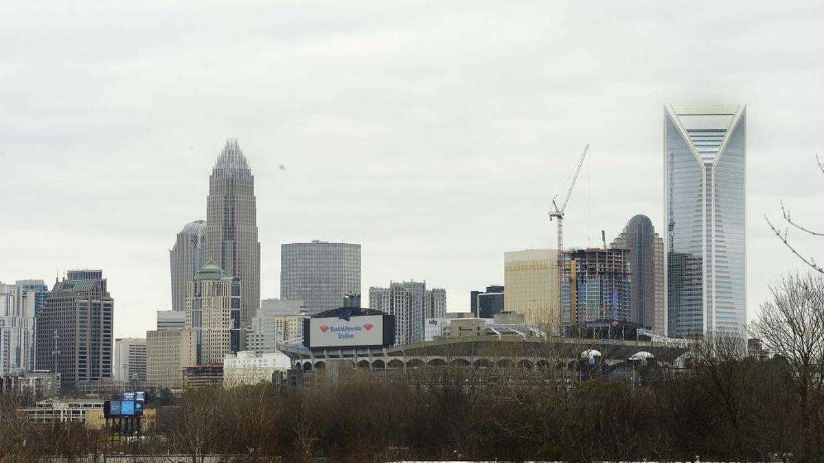 Charlotte skyline, picture shot from off Morehead street on Feb. 4, 2016.