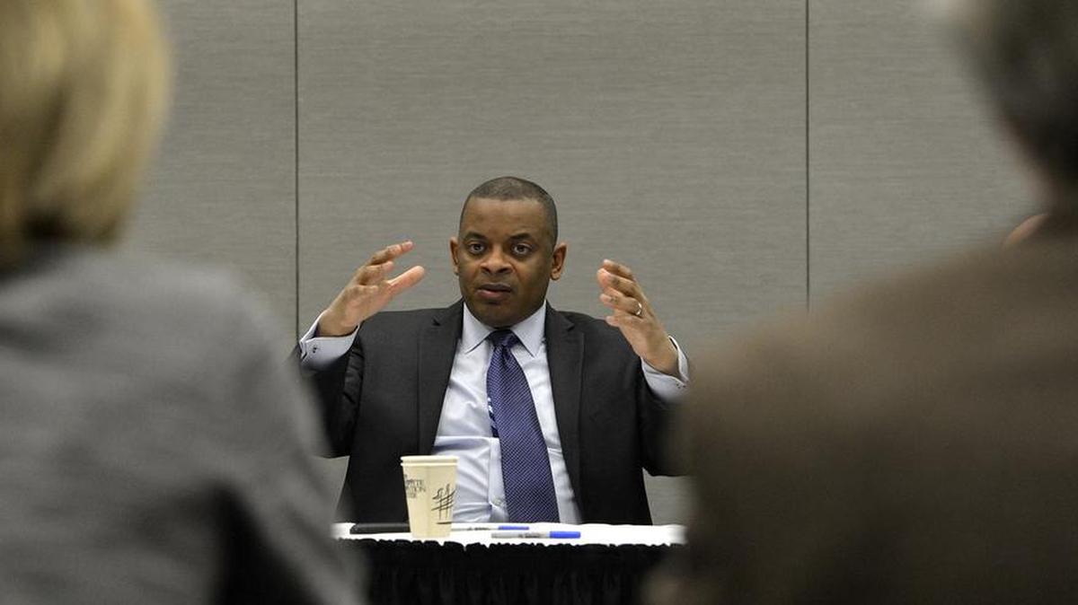 
Transportation Secretary (and former Charlotte Mayor) Anthony Foxx during a transportation roundtable at the Charlotte Convention Center this past February.
