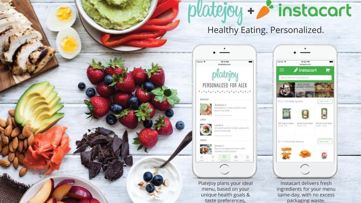 The San Francisco nutrition company PlateJoy announced it is launching a partnership with the personal grocery service Instacart in Charlotte and Raleigh on Tuesday.