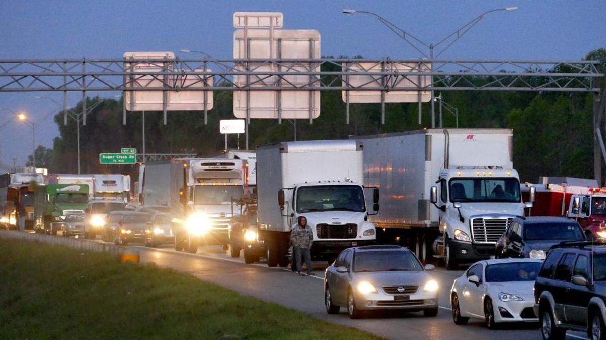 Interstate 85 northbound at I-77 in Charlotte in an April file photo.