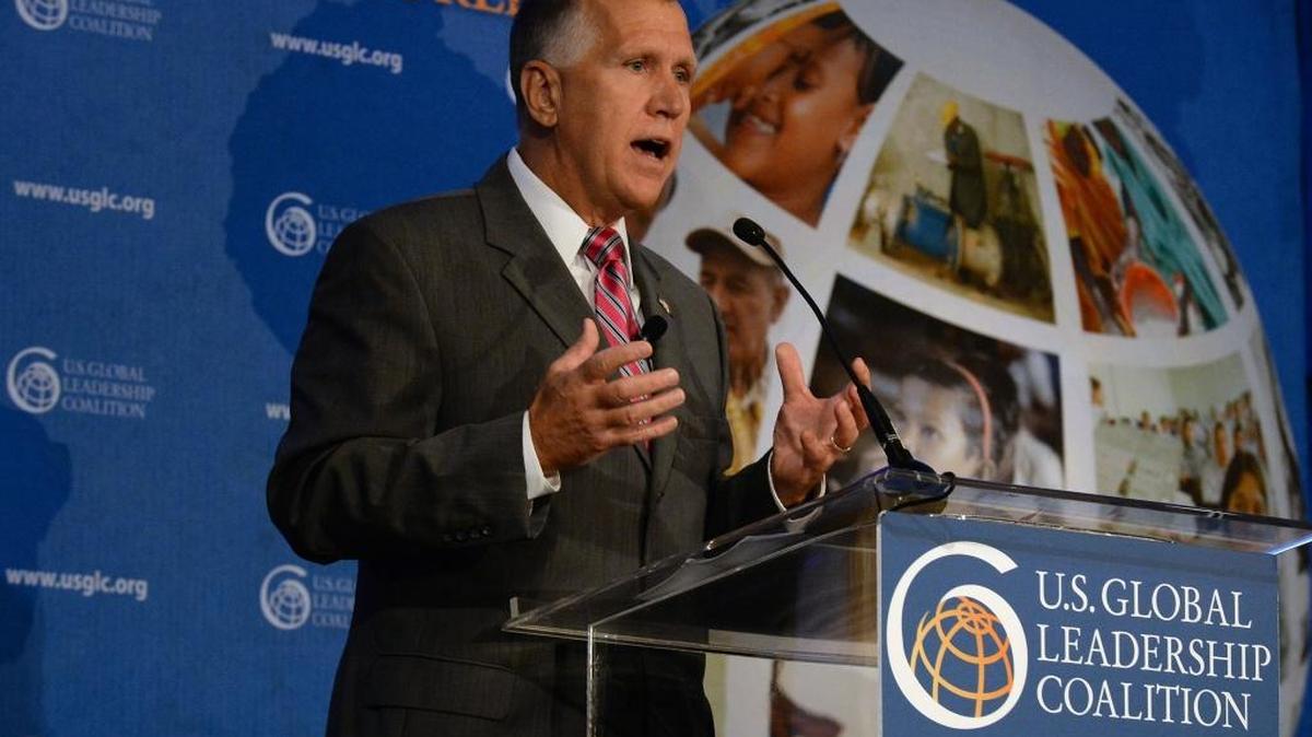 U.S. Sen. Thom Tillis speaks at a 2015 event. Last week he told Indian-Americans in Washington that the U.S. needs to keep bringing in workers from India to fill high-tech jobs.