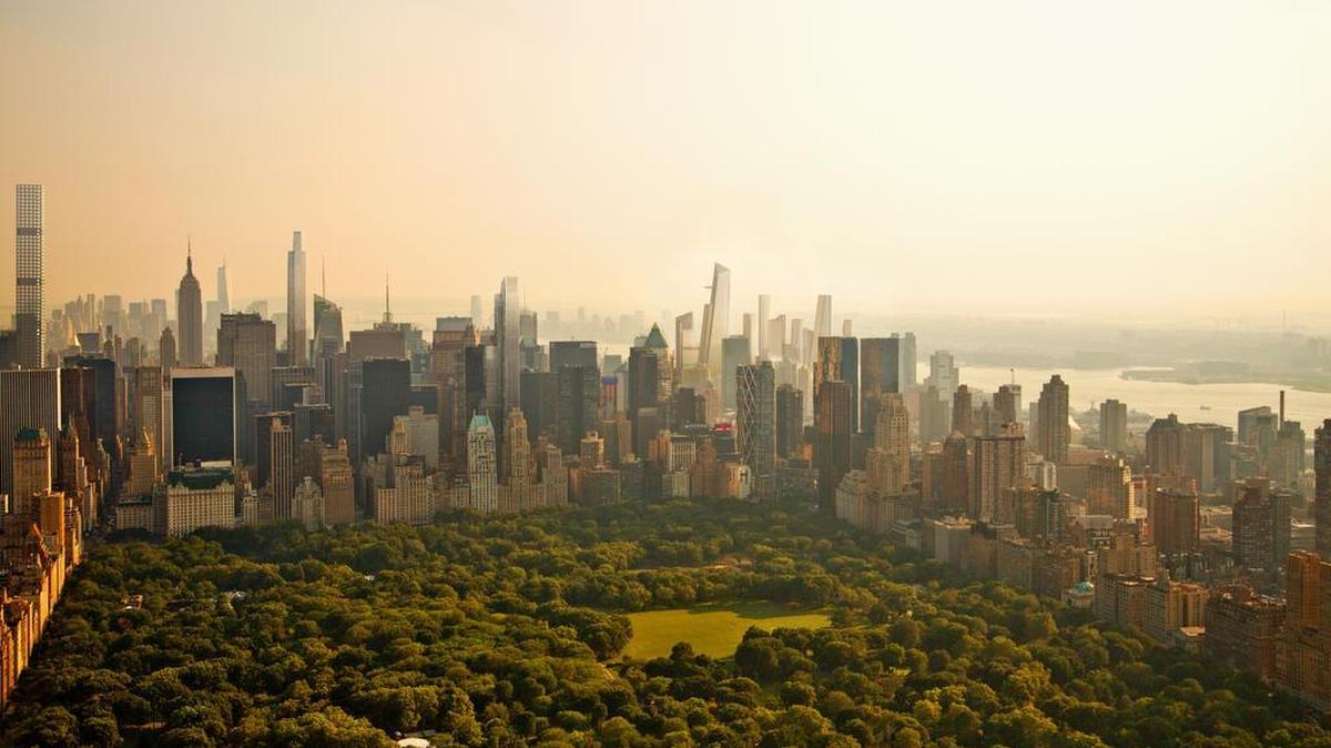 Wells Fargo is buying about 500,000 square feet of office space at 30 Hudson Yards, a skyscraper under construction in western Manhattan. This rendering is a view from Central Park.