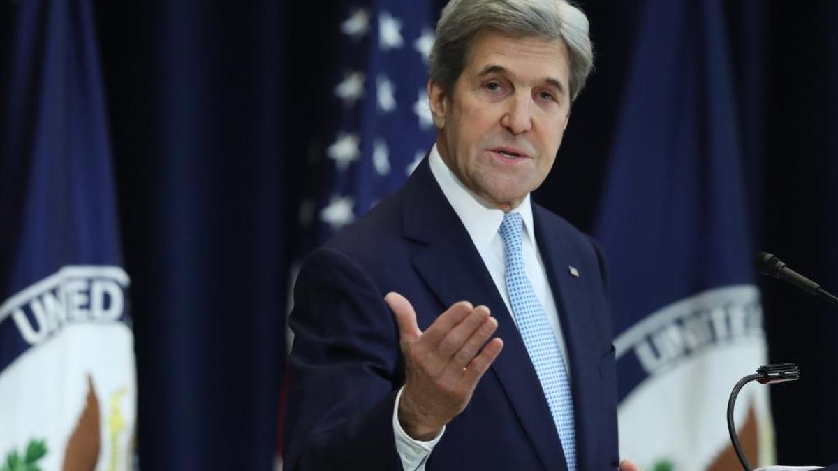 In this 2016 file photo, then-U.S. Secretary of State John Kerry is shown speaking at the State Department in Washington.