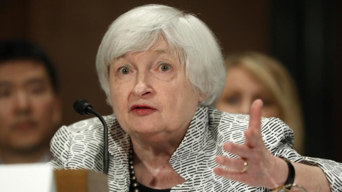 Federal Reserve Chair Janet Yellen testifies on Capitol Hill in Washington Thursday before the Senate Banking Committee.