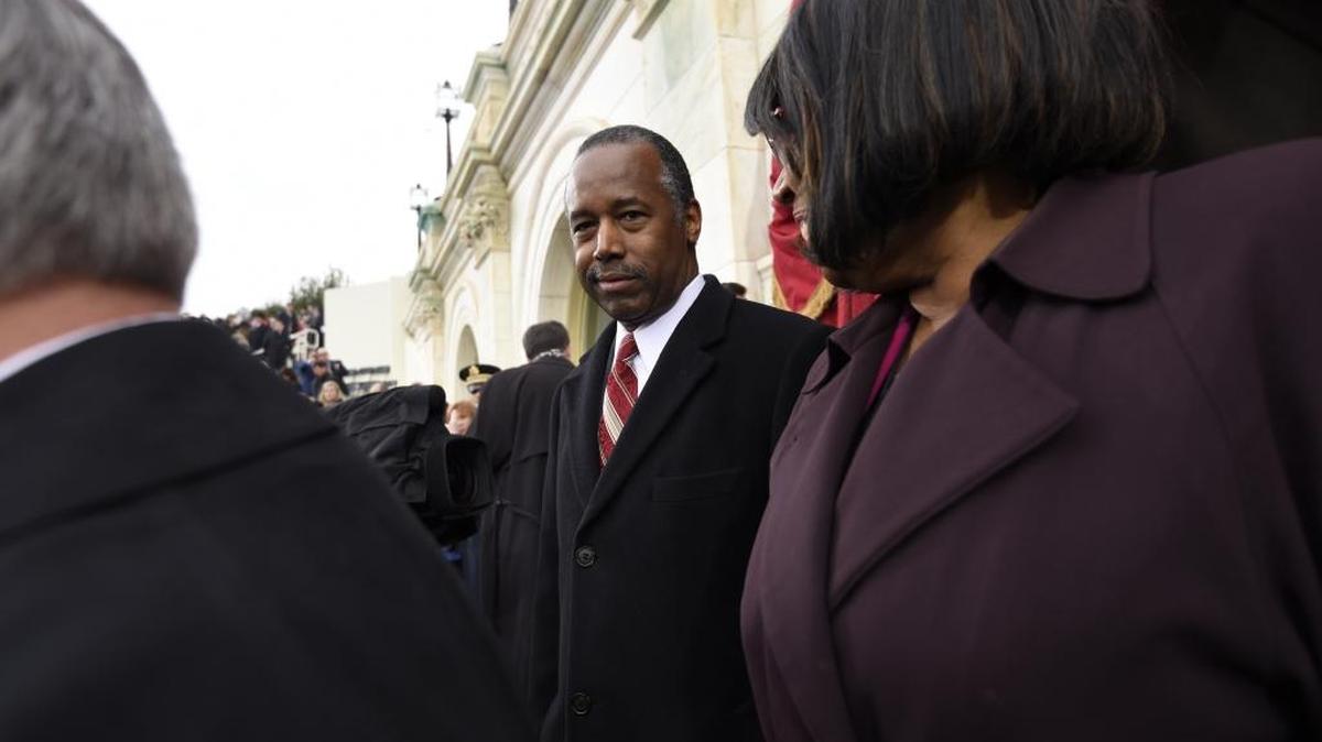 Housing and Urban Development Secretary-designate Dr. Ben Carson arrives on Capitol Hill Friday for the presidential inauguration of Donald Trump. He said at his confirmation hearing last week that he wasn’t consulted before a mortgage fee reduction and was disappointed it was announced in Obama’s final days in office.