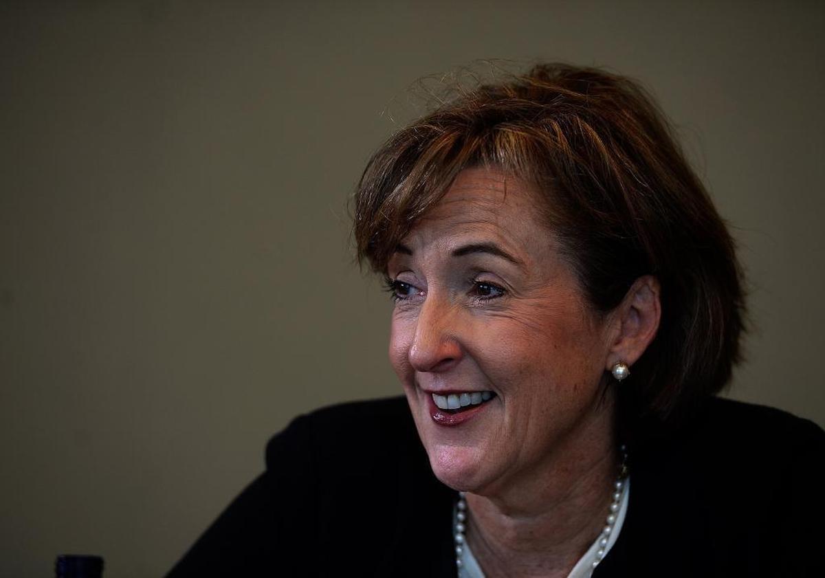 Mary Mack, head of consumer banking for Wells Fargo, talks to the Observer in this 2017 file photo.