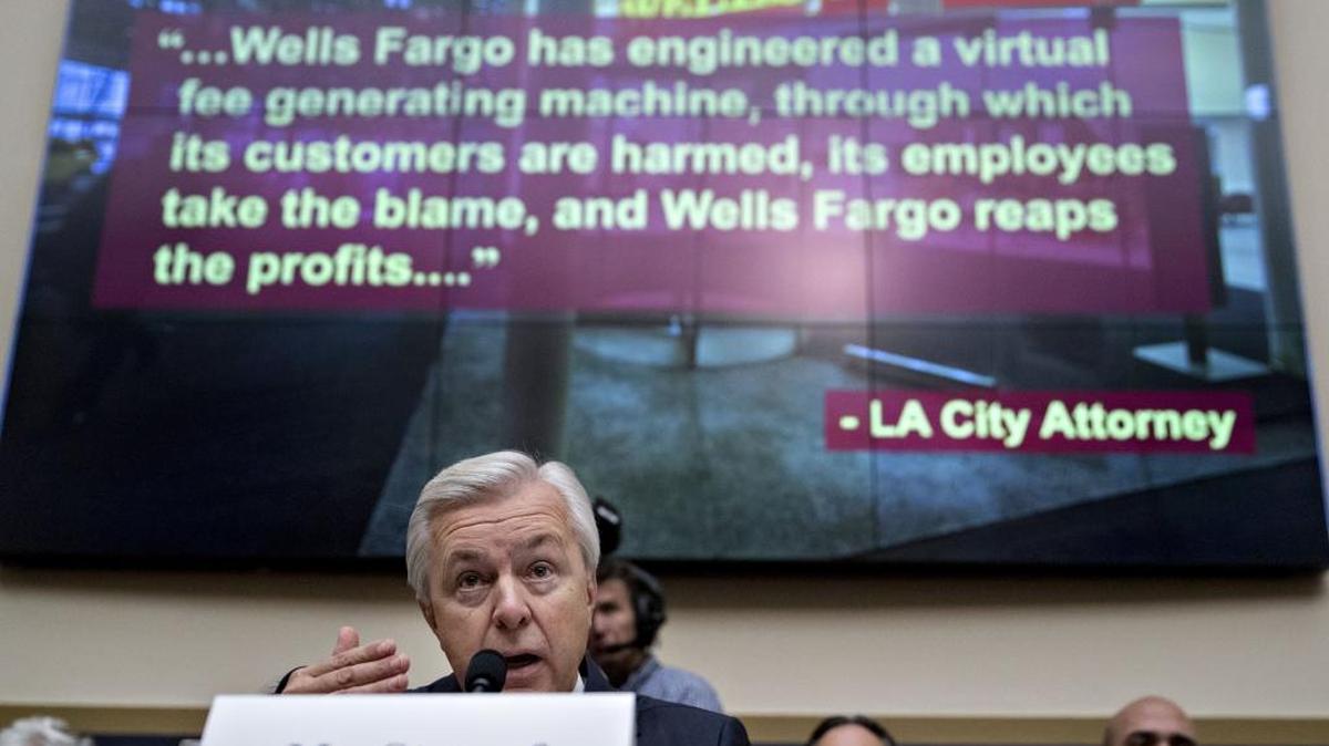 Wells Fargo CEO John Stumpf, speaks during a House Financial Services Committee hearing in Washington, D.C., on Thursday. Lawmakers grilled the CEO on regulators’ claims that Wells Fargo employees opened more than two million accounts that may not have been authorized by consumers.