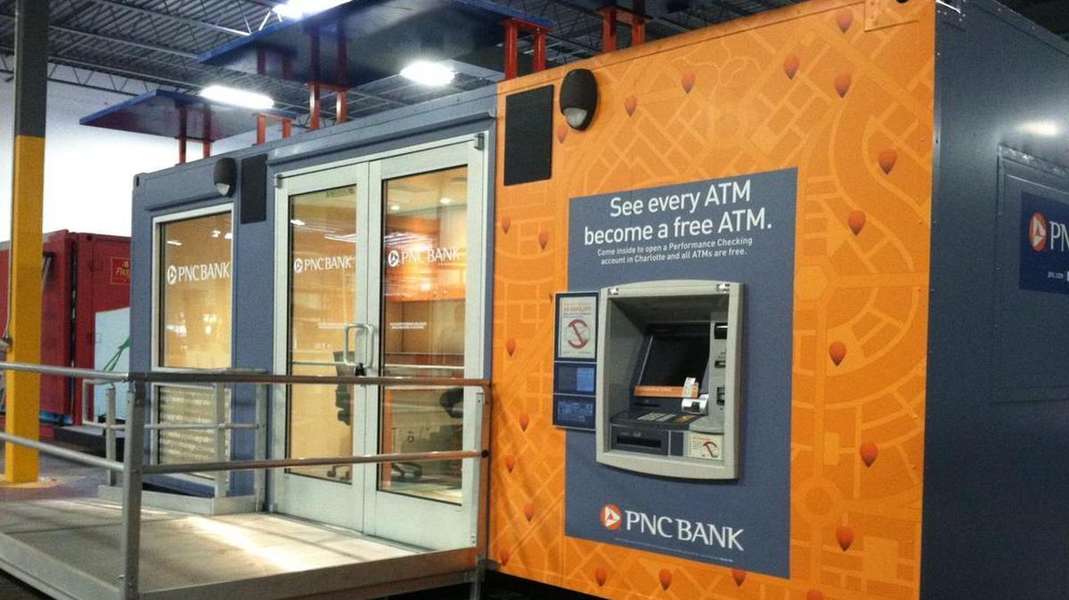 
PNC Bank’s “pop-up” branch sits in storage on Monday, May 11, 2015. The lender plans to install the miniature branch in uptown on Wednesday and leave it there for about two months in an effort to increase its brand recognition.
