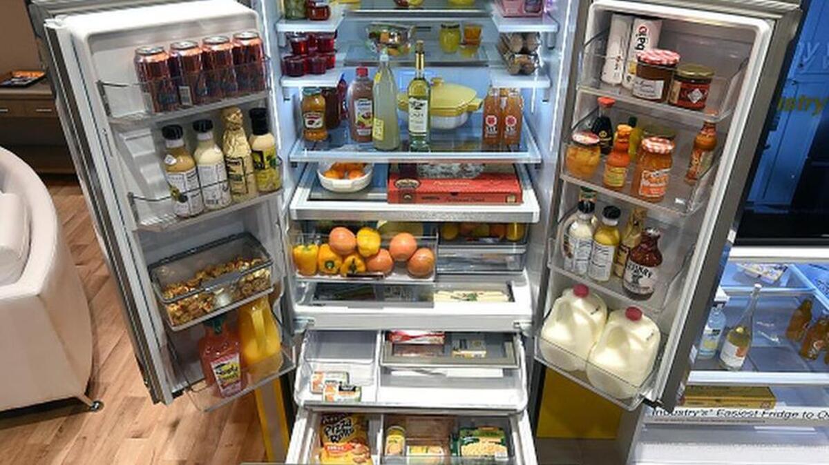 LAS VEGAS, NV - JANUARY 06: The Whirlpool French Door Bottom Mount Refrigerator is displayed at CES 2016 at the Sands Expo and Convention Center on January 6, 2016 in Las Vegas, Nevada. The USD 3,799 connected, pantry-inspired refrigerator features a party mode for when you are having guests that makes ice and cools down quickly and the temperature for individual drawers can be adjusted using a Whirlpool app. CES, the world’s largest annual consumer technology trade show, runs through January 9 and is expected to feature 3,600 exhibitors showing off their latest products and services to more than 150,000 attendees. (Photo by Ethan Miller/Getty Images)