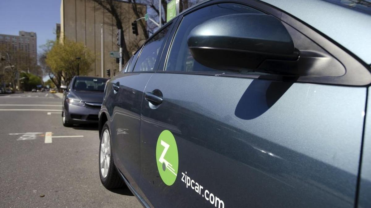 
Zipcars parked on J and 16th Streets on March 30, 2011 in Sacramento, Calif. The company launched a service on the Davidson College campus. 
