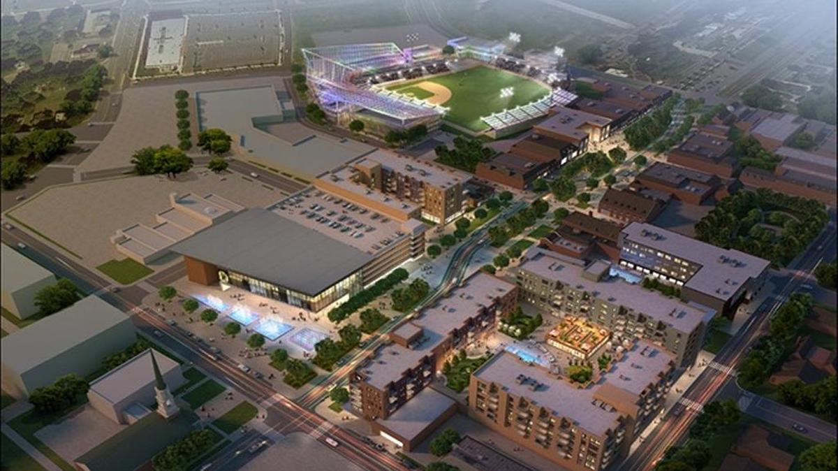 Rendering of the first planned phase of the Kannapolis downtown revitalization project. Harold Cook bequeathed $6,000 to his native town, which will be used to fund downtown artwork.