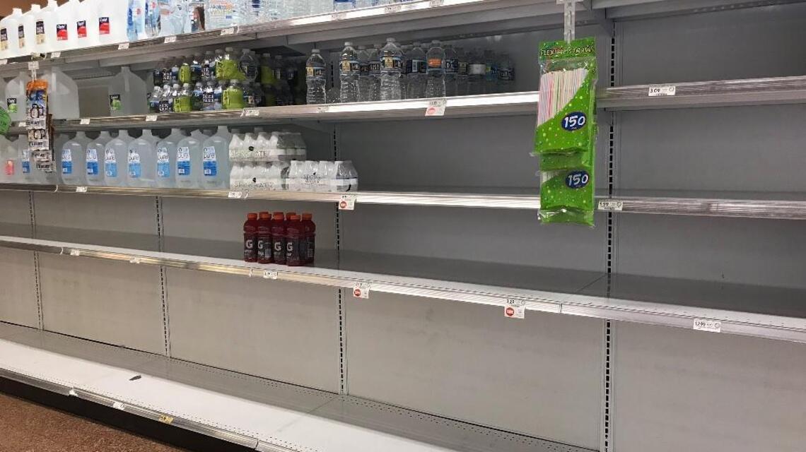 Water is flying off grocery store shelves as Charlotte braces for Irma