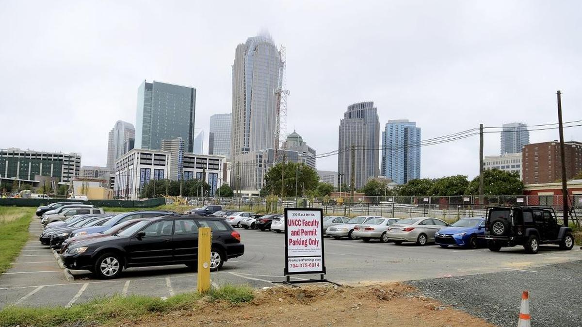 The lot adjacent to the UNC Charlotte uptown building.