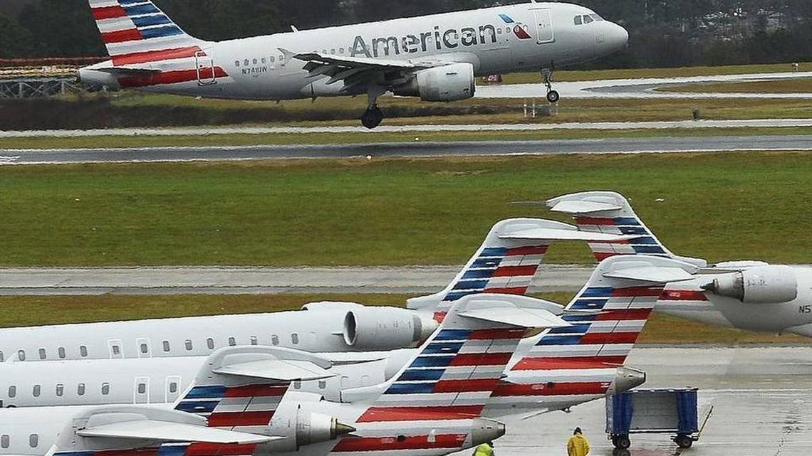 An American Airlines jet takes off at Charlotte Douglas International Airport in this 2015 photo. Two flight attendants, one of them based in Charlotte, have sued American Airlines in federal court over alleged sexual harassment on Facebook and other social media.