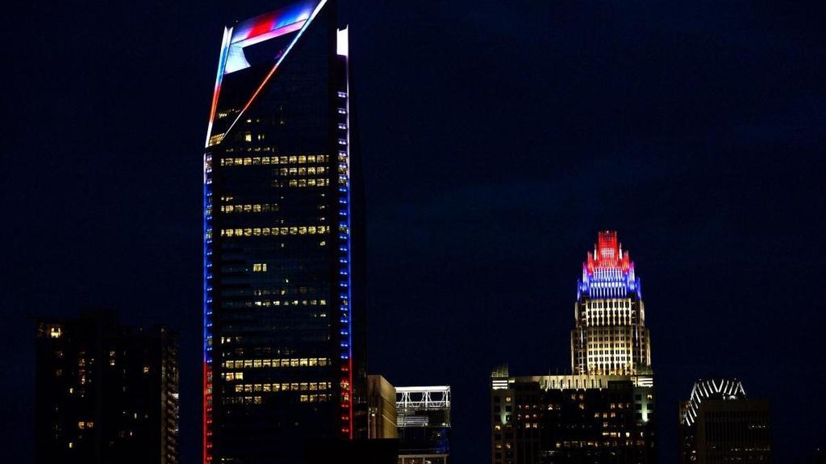 The Duke Energy Center, left, in uptown Charlotte is shown here on June 14, 2017.