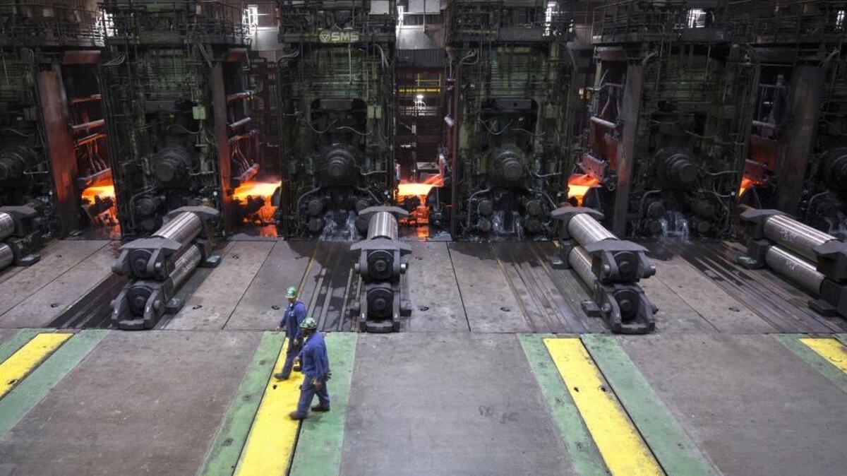 Workers at the Nucor steel mill in Huger, S.C., in April 2017.