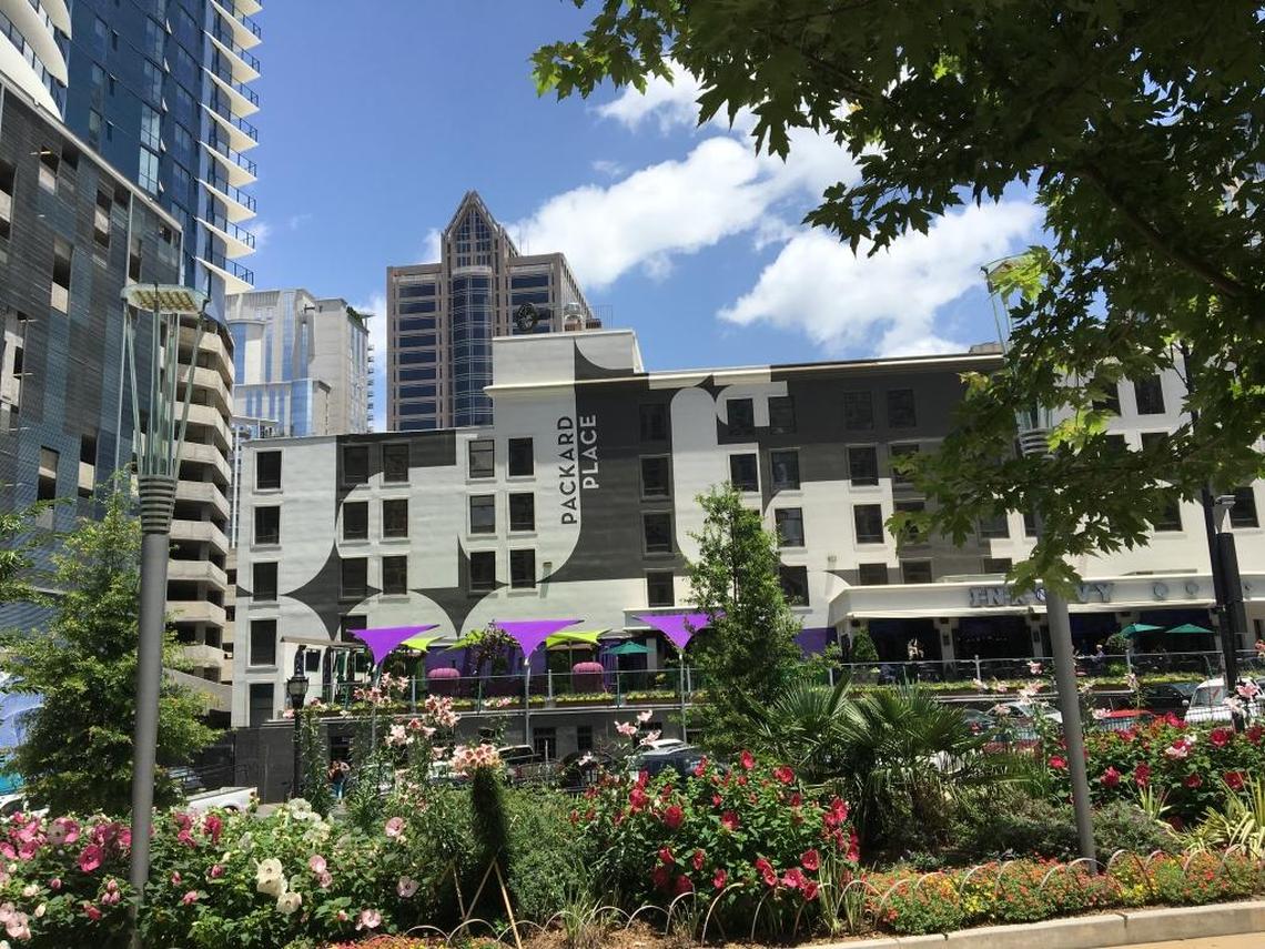 Packard Place, a former car dealership known for its distinctive white-and-black paint scheme, has become a fixture on Charlotte’s startup scene.