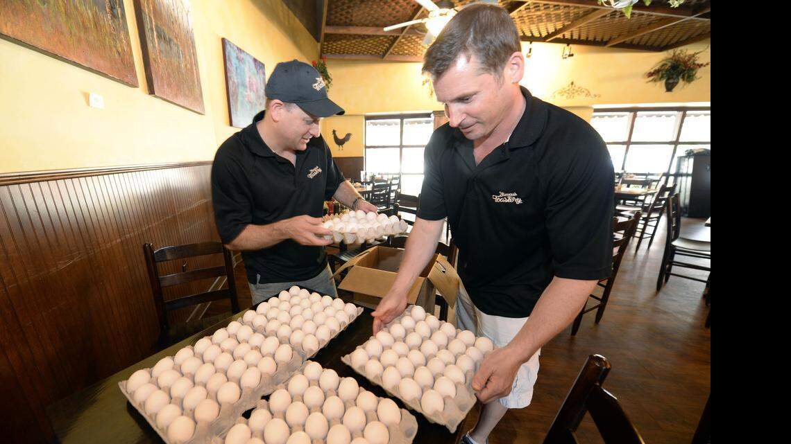 
Famous Toastery owners Robert Maynard, left, and Brian Burchill. “We bear the brunt of these price increases,” Maynard said.


