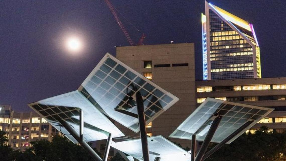 Duke Energy recently installed a solar-powered "tree" in uptown Charlotte that powers LED lights, charging stations and free wi-fi.