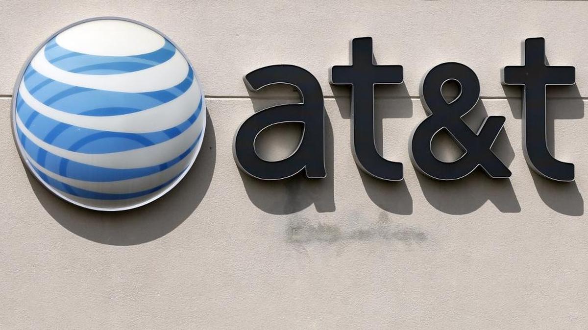 
An AT&T logo on a store in Dedham, Mass. 
