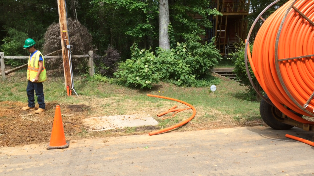 Google Fiber contractors were installing fiber-optic cable along Mallard Ridge Drive in Charlotte this month.