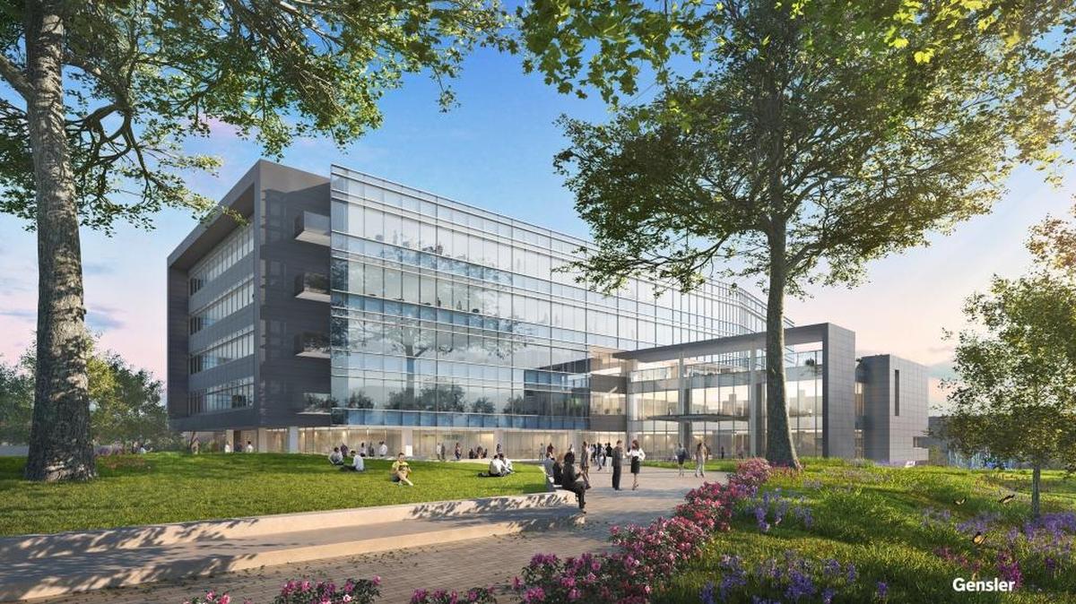 A rendering of Corning Optical’s planned headquarters.