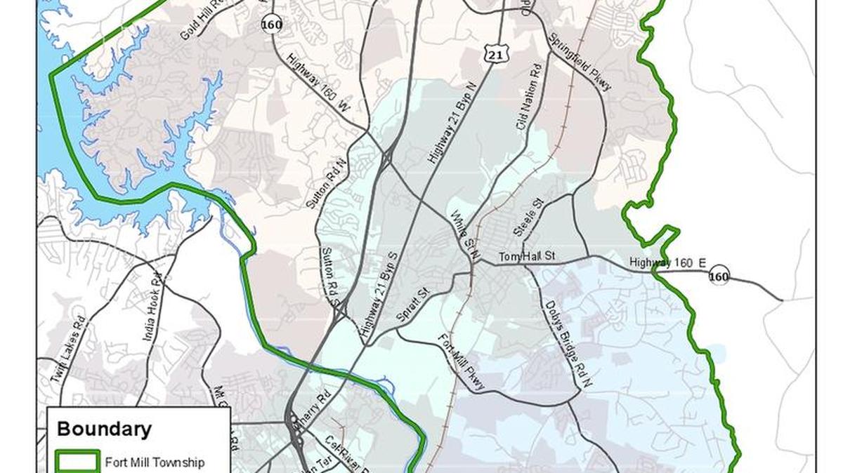 The boundaries of a proposed housing freeze area in York County, covering the Fort Mill township. The ban would apply to new housing between the Catawba River, North Carolina and Indian Land - excluding land inside the municipal limits of Fort Mill and Tega Cay.