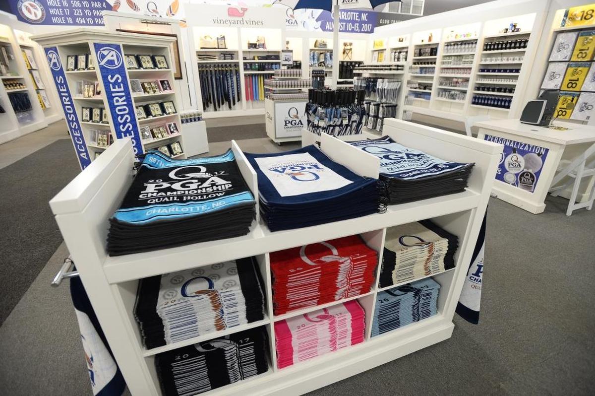 PGA towels, a best-selling item at The Championship Shops, a new merchandise tent area at Quail Hollow Club for the PGA Championship.