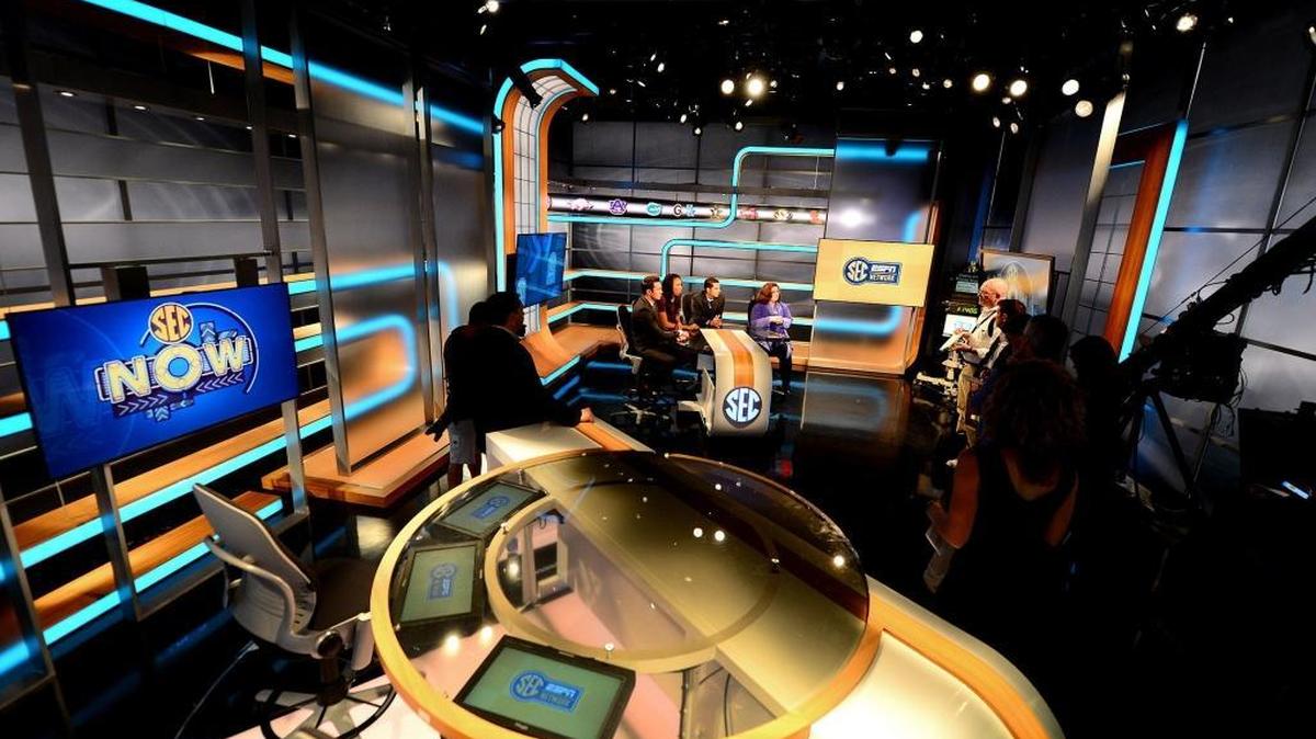 ESPN studios in Charlotte in August 2014. As part of a company-wide cost-cutting effort, ESPN is laying off about 150 employees, including some in Charlotte.