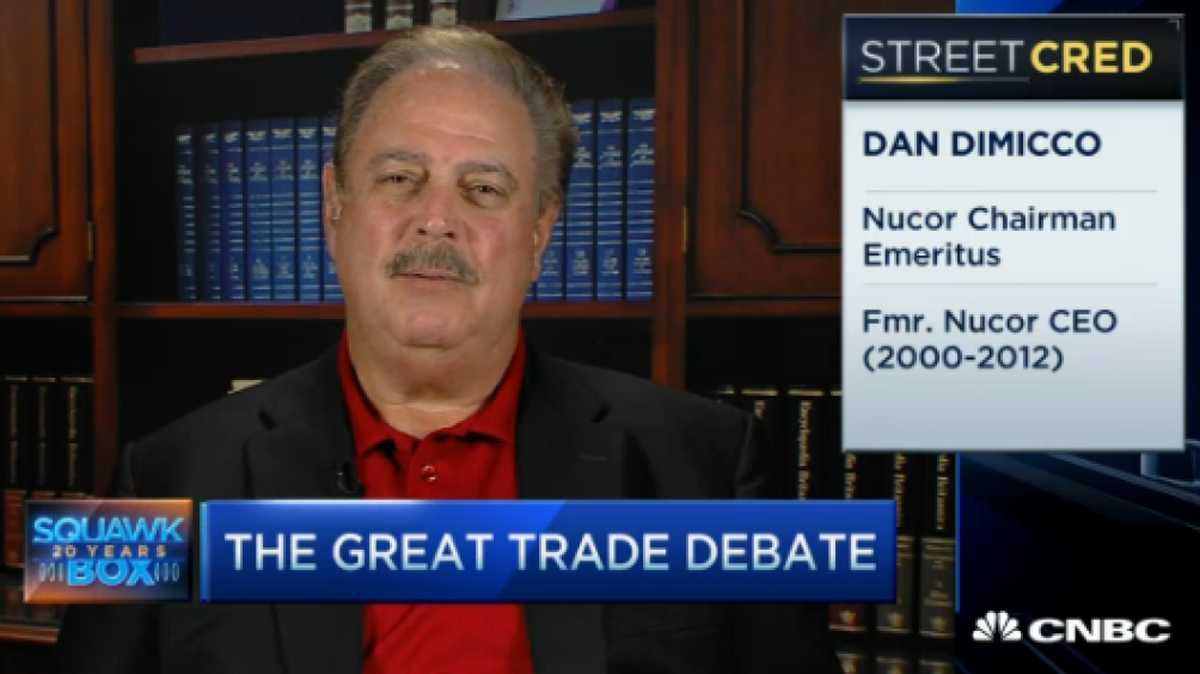 Former Nucor Chief Executive Officer Dan DiMicco speaking from Charlotte on CNBC’s “Squawk Box” Friday morning.
