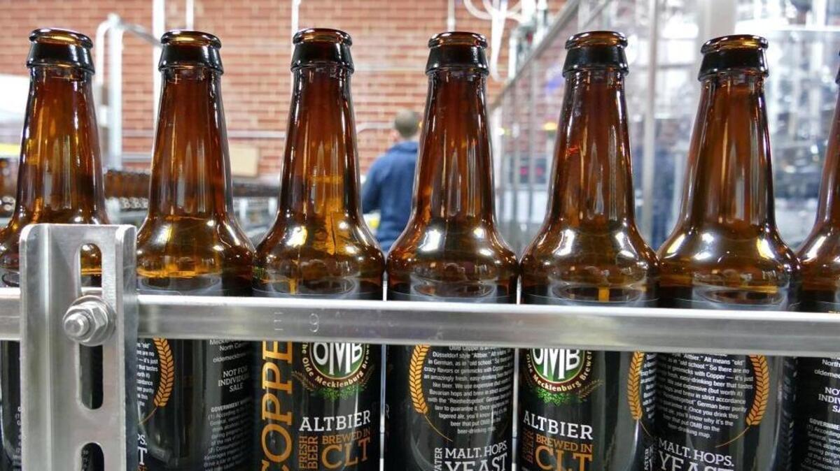 This file photo shows the bottle line at The Olde Mecklenburg Brewery on Yancey Road in Charlotte.