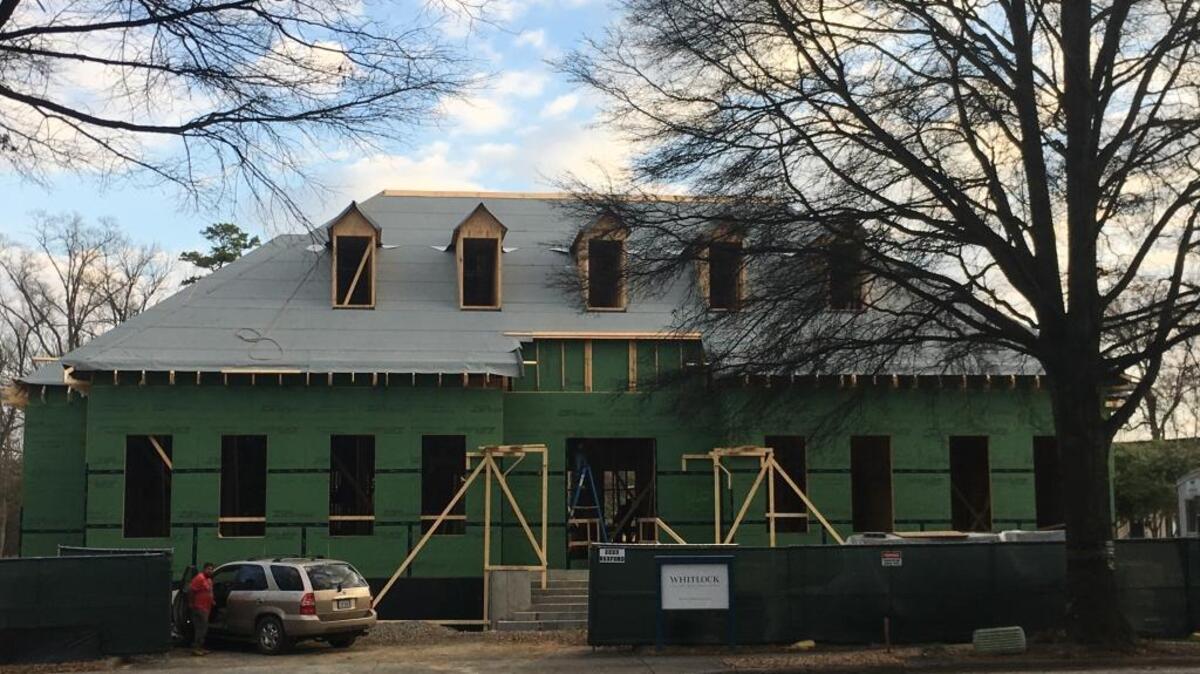 The owner of this office under construction on Rexford Road is a “private individual who wants a private office in which to conduct his family’s financial affairs,” Bob Branan, the petitioner for the rezoning, said at a community meeting in 2016, according to a summary.
