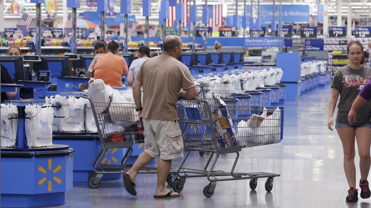 Shoppers in Wal-Mart Supercenter store in Springdale, Ark.