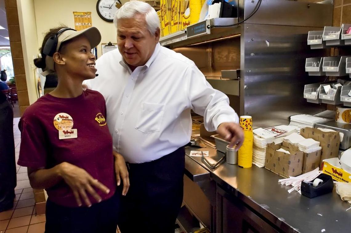 Randy Kibler, Bojangles’ former CEO, stepped back into the role in an interim basis after Clifton Rutledge resigned in March. In this 2008 file photo, Kibler took a walk through a Bojangles’ in Charlotte.