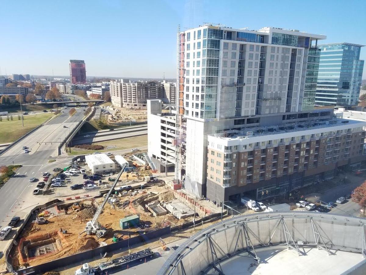 The hotel construction sites adjacent to Novel Stonewall Station.