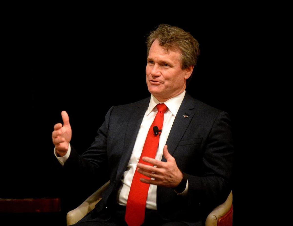 Bank of America CEO Brian Moynihan speaks at a luncheon at Hilton Charlotte Center City in February.