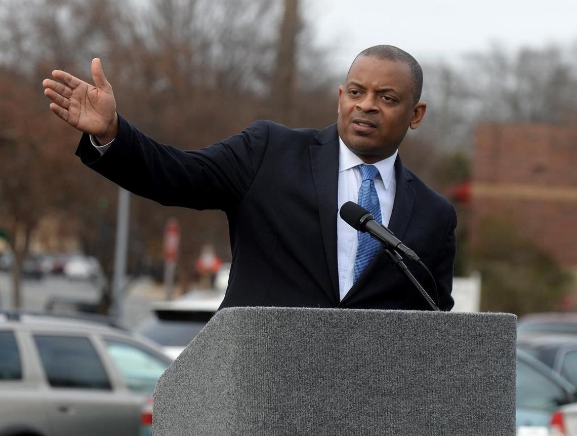 In this file photo, then-U.S. Transportation Secretary Anthony Foxx speaks at a groundbreaking ceremony for the CityLYNX Gold Line Phase 2 project.