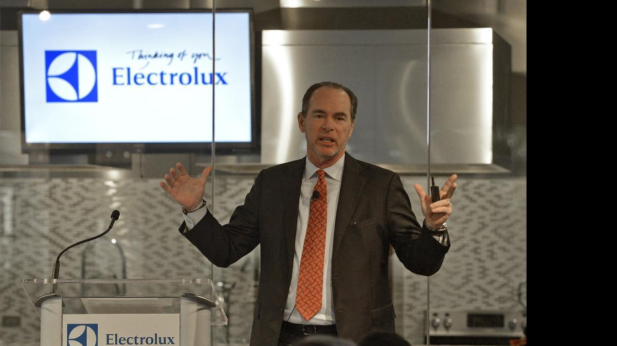 
Electrolux CEO Keith McLoughlin, speaks at the Electrolux Capital Markets Day in Charlotte, Thursday, Nov. 20, 2014.
