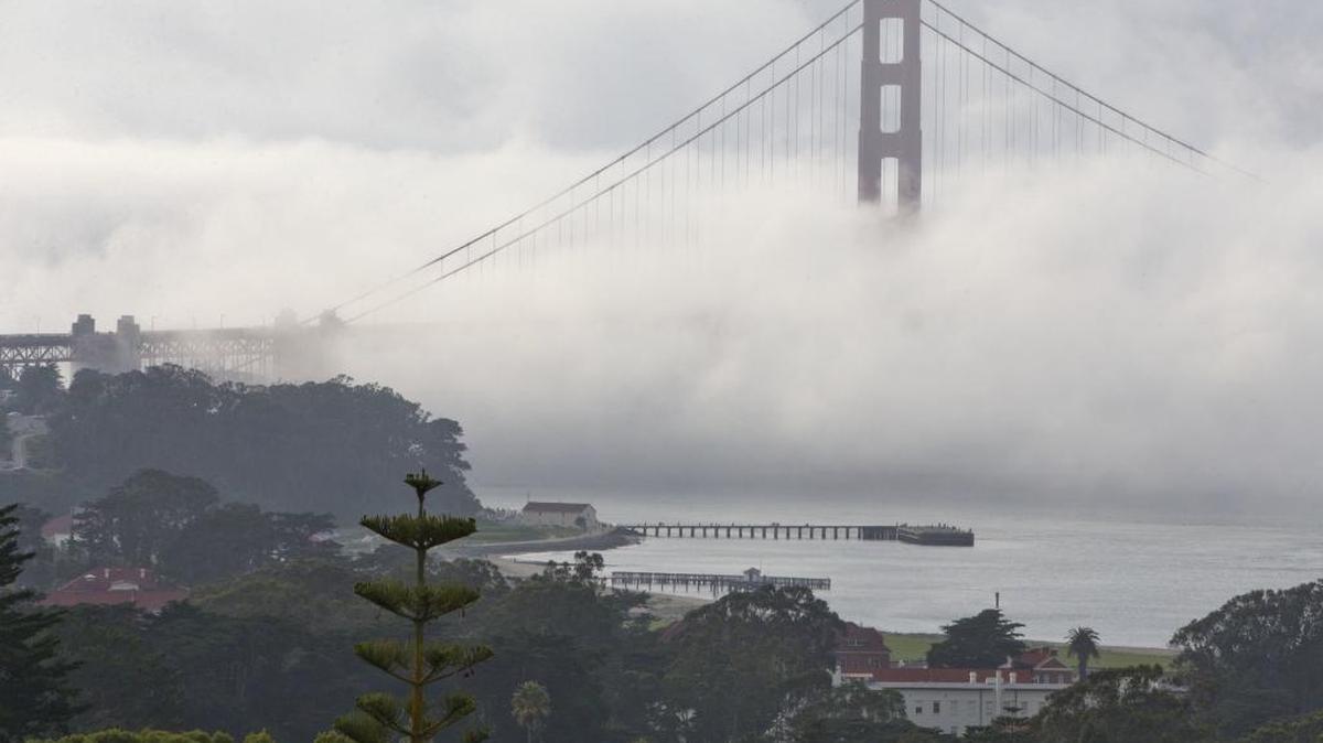 Fog rolls in over the Golden Gate Bridge on April 8, 2016.